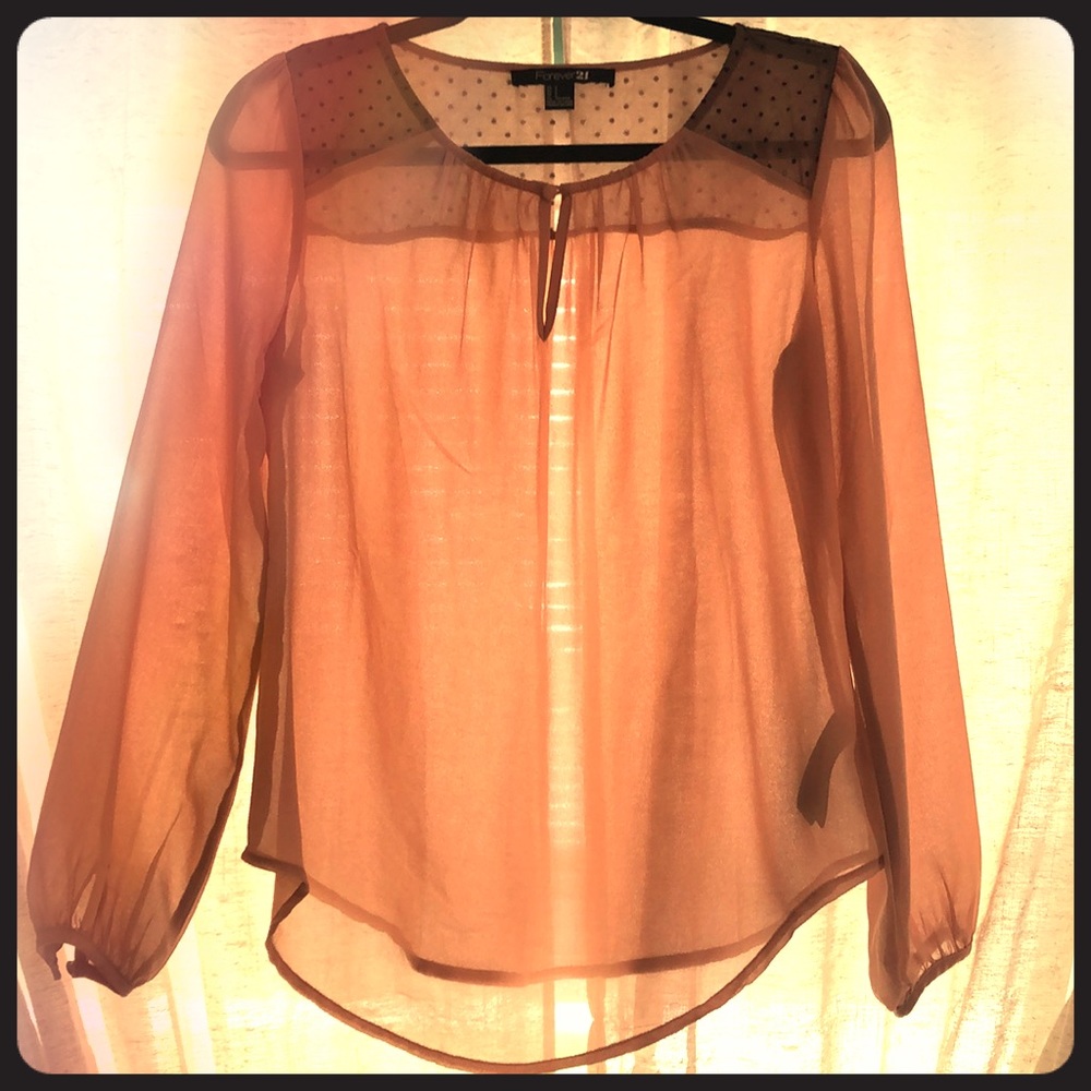 Sheer long sleeve top with button details